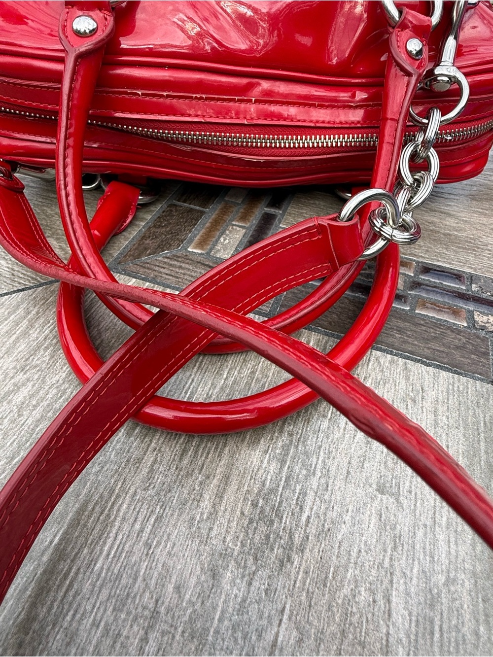 GUC Coach Poppy Liquid Gloss Vintage Pushlock Satchel Shoulder Bag - Picture 11 of 17